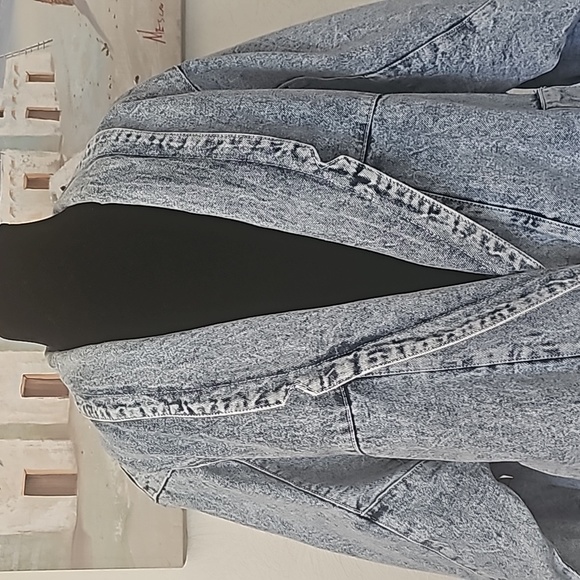 Eunina vtg 80s long jean denim jacket Southwestern artwork Native made in USA - Picture 7 of 14